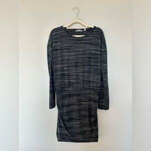 Athleta Ruched Long Sleeve Avenue Dress Heathered Gray Size XXS